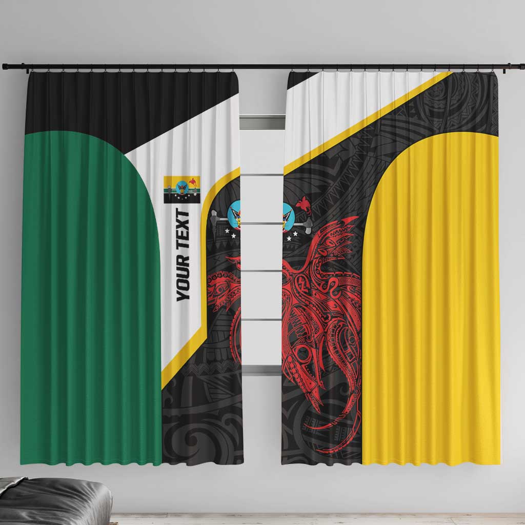 Personalised PNG Hela Province Window Curtain Bird of Paradise Tattoo Flag Motif LT9 With Hooks Yellow - Polynesian Pride