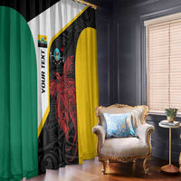 Personalised PNG Hela Province Window Curtain Bird of Paradise Tattoo Flag Motif LT9 - Polynesian Pride