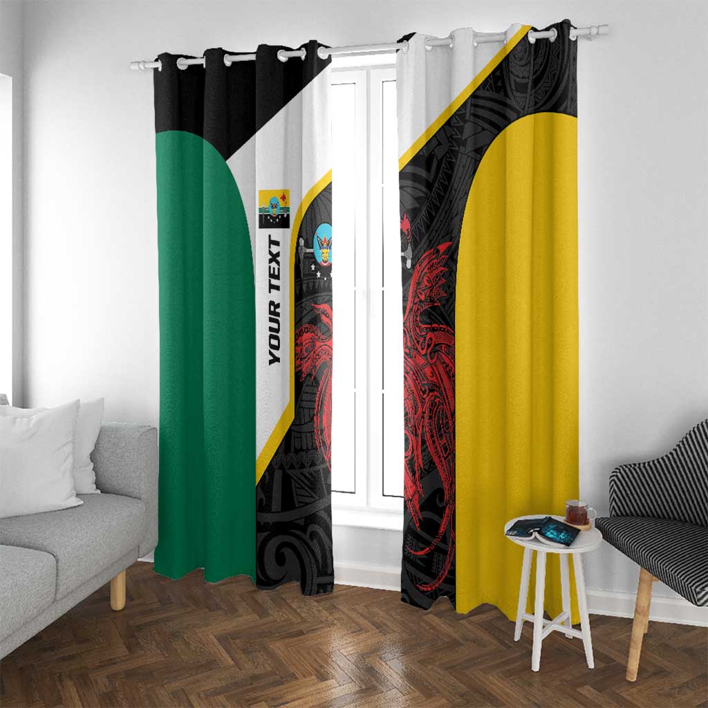 Personalised PNG Hela Province Window Curtain Bird of Paradise Tattoo Flag Motif LT9 With Grommets Yellow - Polynesian Pride