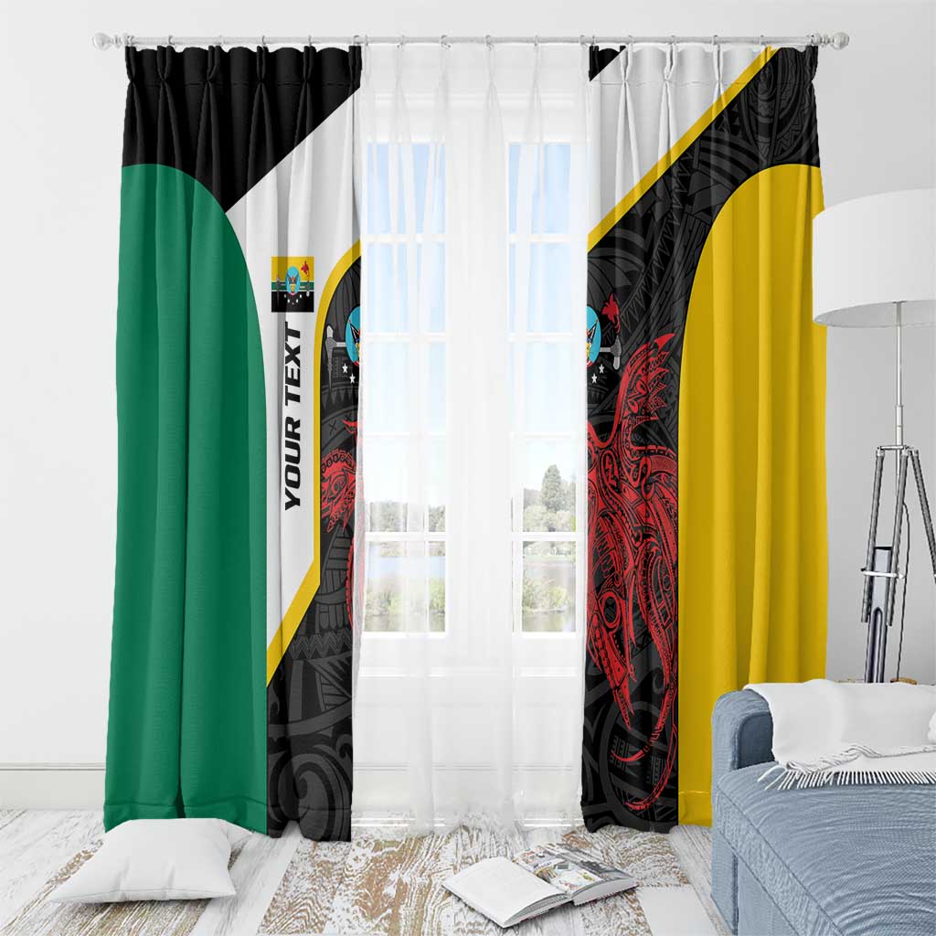 Personalised PNG Hela Province Window Curtain Bird of Paradise Tattoo Flag Motif LT9 - Polynesian Pride