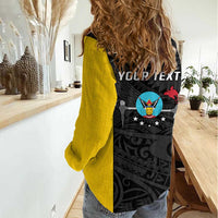 Personalised PNG Hela Province Women Casual Shirt Bird of Paradise Tattoo Flag Motif LT9 - Polynesian Pride