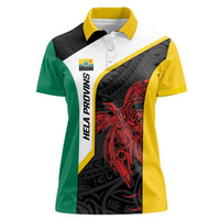 Personalised PNG Hela Province Women Polo Shirt Bird of Paradise Tattoo Flag Motif LT9 Female Yellow - Polynesian Pride