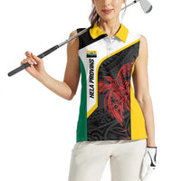 Personalised PNG Hela Province Women Sleeveless Polo Shirt Bird of Paradise Tattoo Flag Motif LT9 - Polynesian Pride