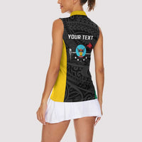 Personalised PNG Hela Province Women Sleeveless Polo Shirt Bird of Paradise Tattoo Flag Motif LT9 - Polynesian Pride