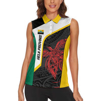 Personalised PNG Hela Province Women Sleeveless Polo Shirt Bird of Paradise Tattoo Flag Motif LT9 - Polynesian Pride