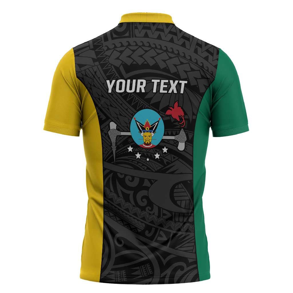Personalised PNG Hela Province Zipper Polo Shirt Bird of Paradise Tattoo Flag Motif LT9 - Polynesian Pride