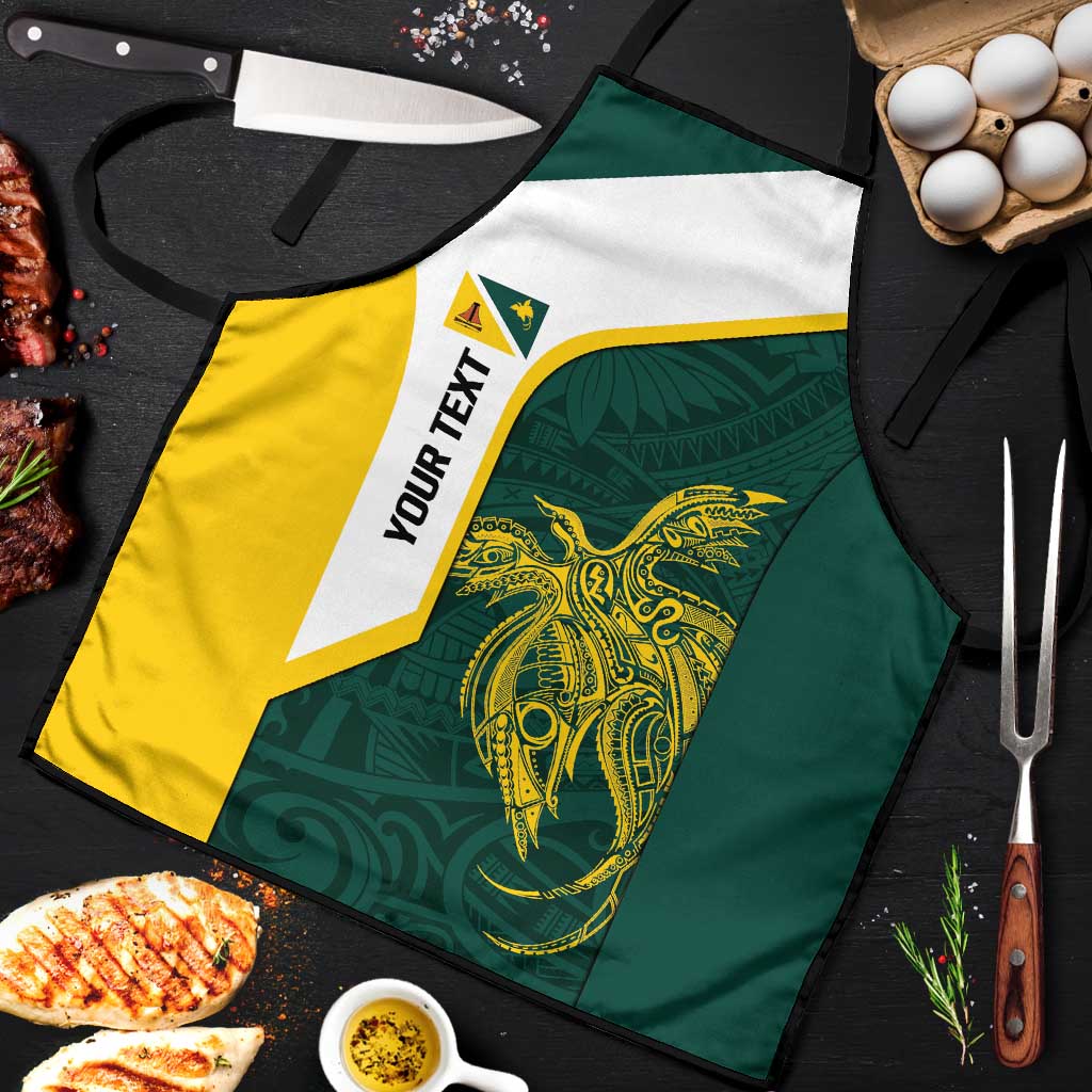 Personalised PNG Jiwaka Province Apron Bird of Paradise Tattoo Flag Motif LT9 Green - Polynesian Pride
