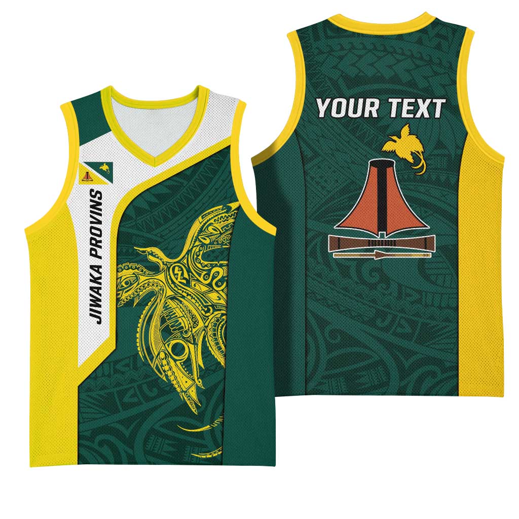Personalised PNG Jiwaka Province Basketball Jersey Bird of Paradise Tattoo Flag Motif LT9 - Polynesian Pride