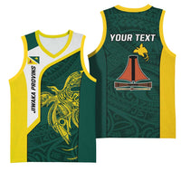 Personalised PNG Jiwaka Province Basketball Jersey Bird of Paradise Tattoo Flag Motif LT9 - Polynesian Pride
