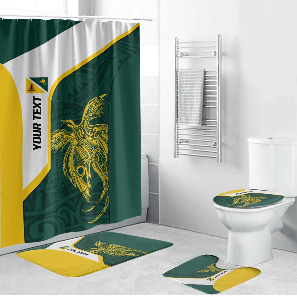 Personalised PNG Jiwaka Province Bathroom Set Bird of Paradise Tattoo Flag Motif LT9 Bathroom Set (4 pcs) Green - Polynesian Pride