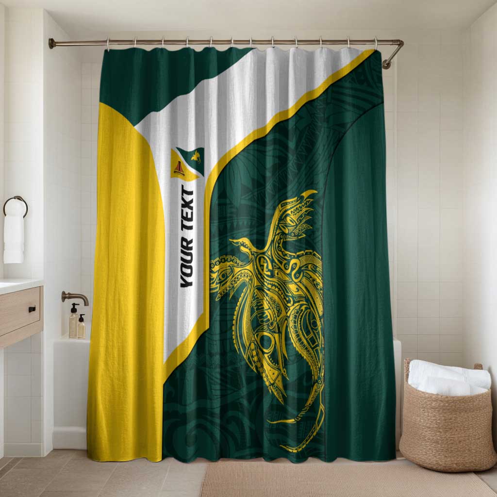 Personalised PNG Jiwaka Province Bathroom Set Bird of Paradise Tattoo Flag Motif LT9 Shower Curtain Only Green - Polynesian Pride