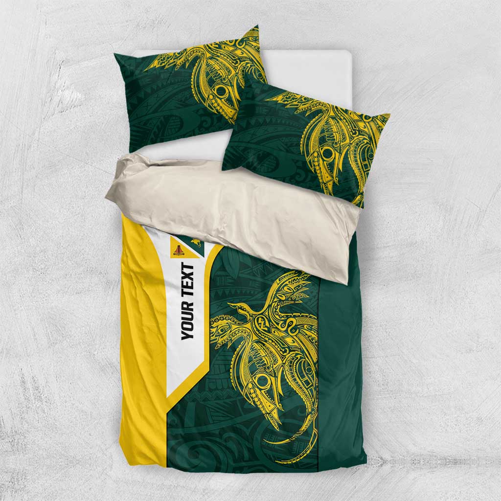 Personalised PNG Jiwaka Province Bedding Set Bird of Paradise Tattoo Flag Motif LT9 US Twin 172cm x 218cm Green - Polynesian Pride