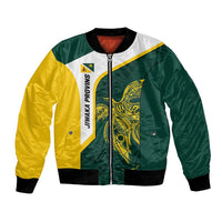 Personalised PNG Jiwaka Province Bomber Jacket Bird of Paradise Tattoo Flag Motif LT9 Unisex Green - Polynesian Pride