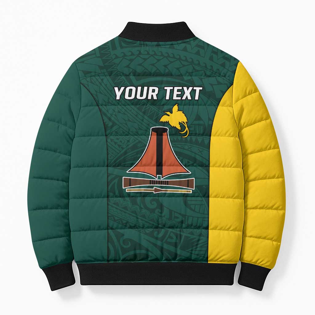 Personalised PNG Jiwaka Province Bomber Puffer Jacket Bird of Paradise Tattoo Flag Motif LT9 - Polynesian Pride