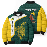 Personalised PNG Jiwaka Province Bomber Puffer Jacket Bird of Paradise Tattoo Flag Motif LT9 - Polynesian Pride
