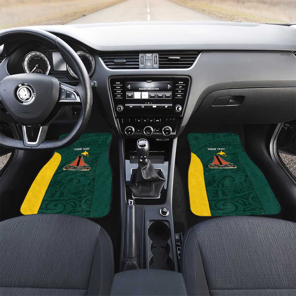 Personalised PNG Jiwaka Province Car Mats Bird of Paradise Tattoo Flag Motif LT9 Set 2pcs - Front Green - Polynesian Pride