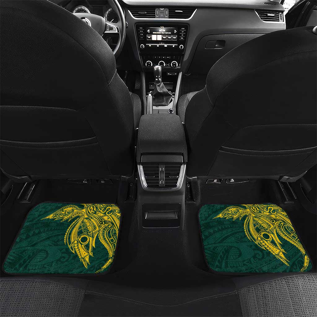 Personalised PNG Jiwaka Province Car Mats Bird of Paradise Tattoo Flag Motif LT9 Set 2pcs - Back Green - Polynesian Pride