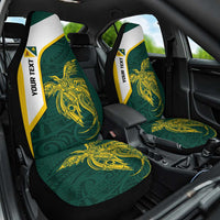 Personalised PNG Jiwaka Province Car Seat Cover Bird of Paradise Tattoo Flag Motif LT9 One Size Green - Polynesian Pride