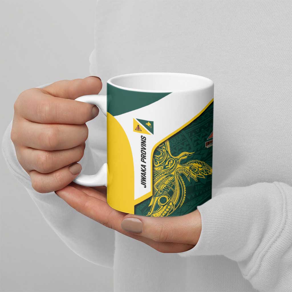Personalised PNG Jiwaka Province Ceramic Mug Bird of Paradise Tattoo Flag Motif LT9 - Polynesian Pride