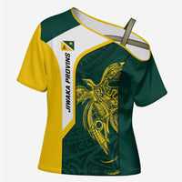 Personalised PNG Jiwaka Province Cross Shoulder Shirt Bird of Paradise Tattoo Flag Motif LT9 Female Green - Polynesian Pride