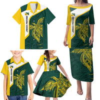 Personalised PNG Jiwaka Province Family Matching Puletasi and Hawaiian Shirt Bird of Paradise Tattoo Flag Motif LT9 - Polynesian Pride