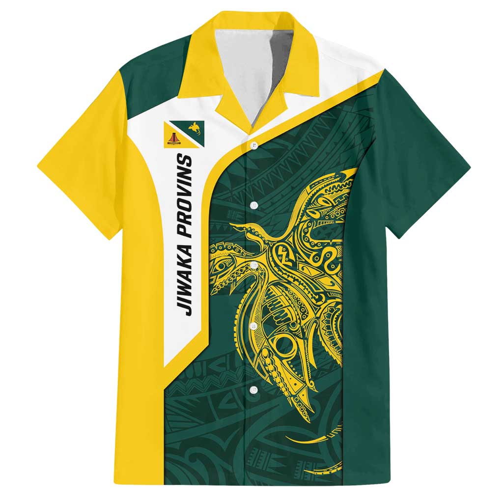 Personalised PNG Jiwaka Province Family Matching Puletasi and Hawaiian Shirt Bird of Paradise Tattoo Flag Motif LT9 Dad's Shirt - Short Sleeve Green - Polynesian Pride