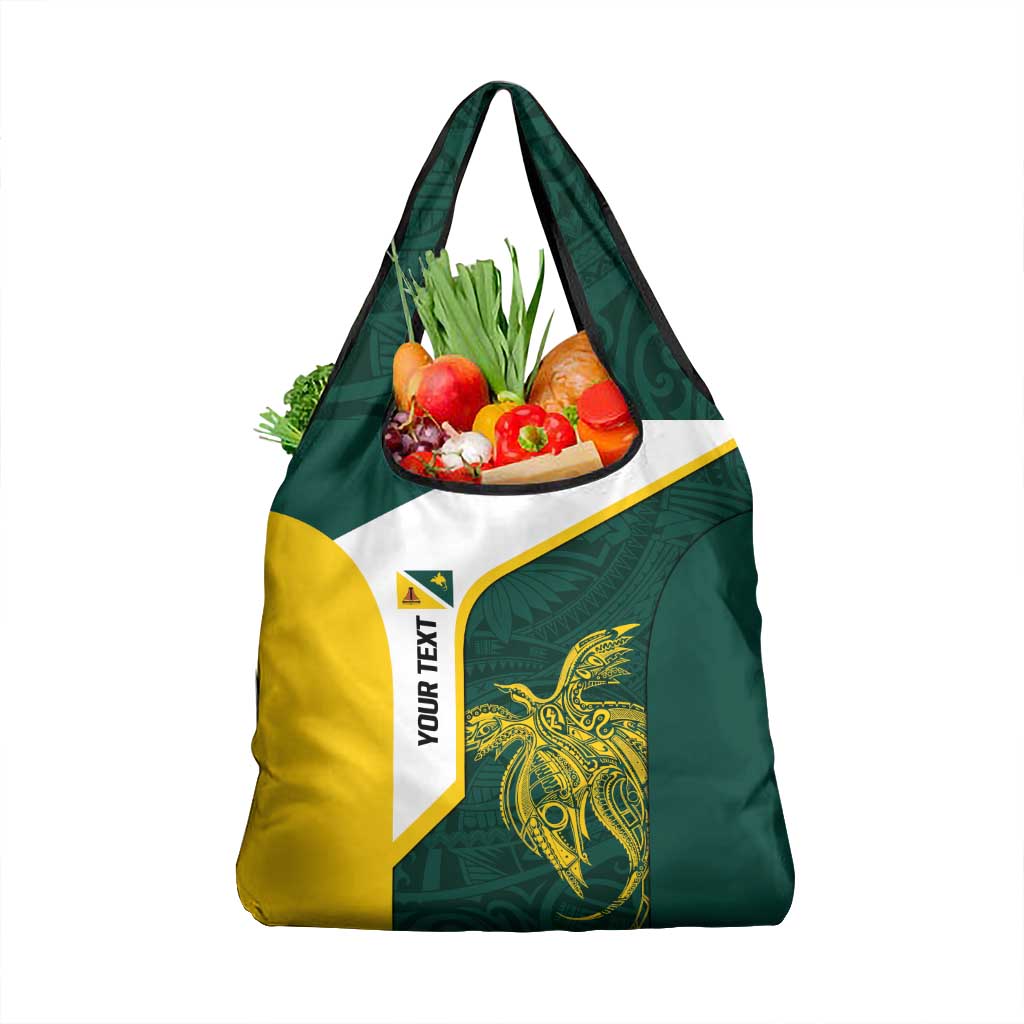 Personalised PNG Jiwaka Province Grocery Bag Bird of Paradise Tattoo Flag Motif LT9 1-pack One Size Green - Polynesian Pride