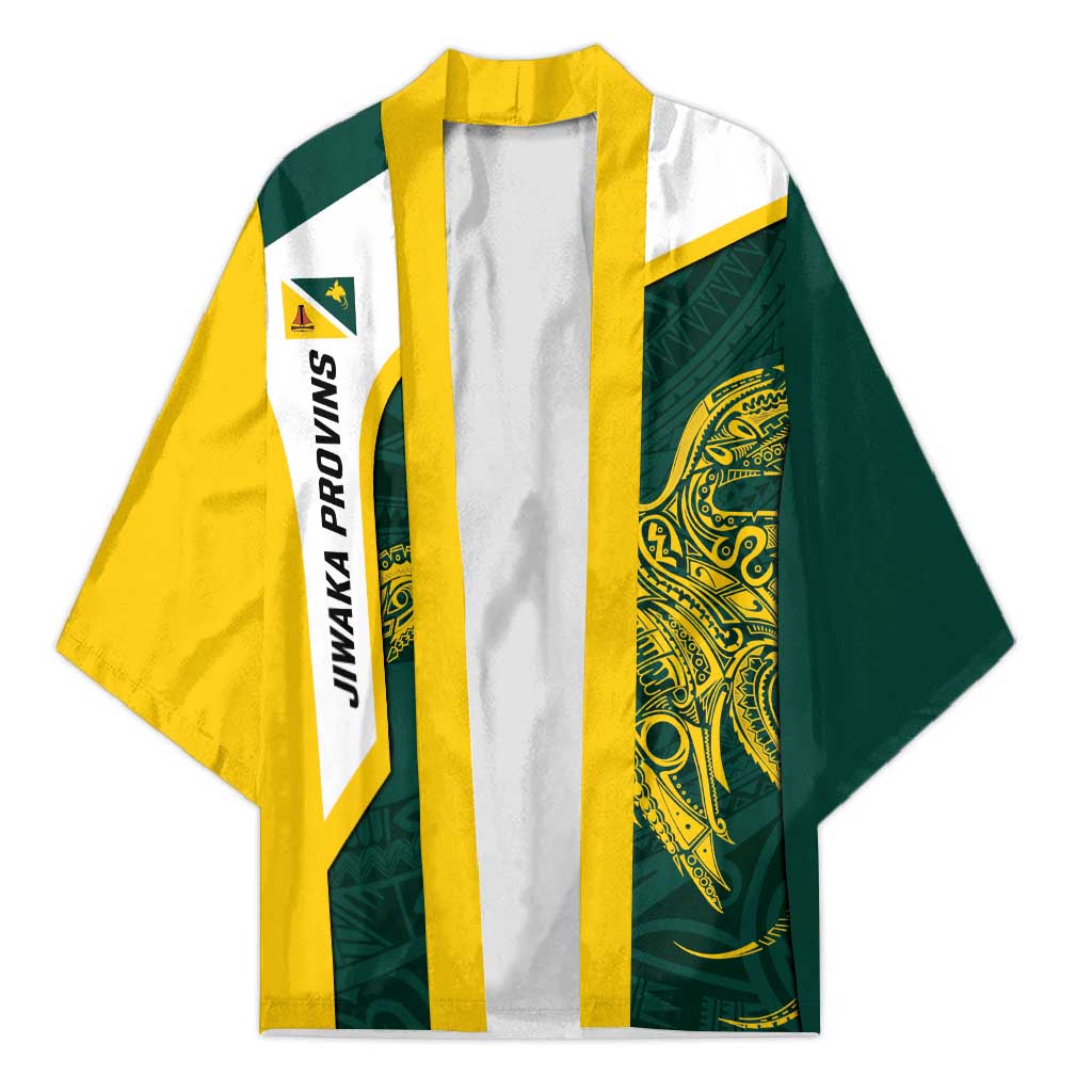 Personalised PNG Jiwaka Province Kimono Bird of Paradise Tattoo Flag Motif LT9 Unisex Green - Polynesian Pride