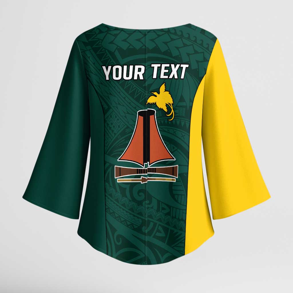 Personalised PNG Jiwaka Province Kimono Sleeve Blouse Bird of Paradise Tattoo Flag Motif LT9 - Polynesian Pride