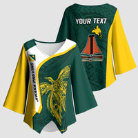 Personalised PNG Jiwaka Province Kimono Sleeve Blouse Bird of Paradise Tattoo Flag Motif LT9 - Polynesian Pride
