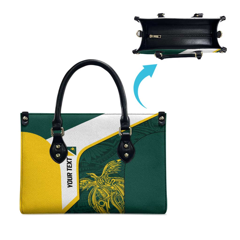 Personalised PNG Jiwaka Province Leather Bag Bird of Paradise Tattoo Flag Motif LT9 - Polynesian Pride