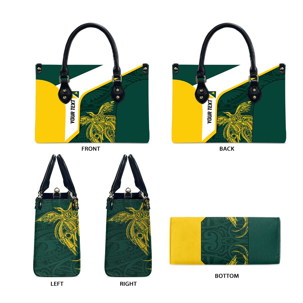 Personalised PNG Jiwaka Province Leather Bag Bird of Paradise Tattoo Flag Motif LT9 - Polynesian Pride
