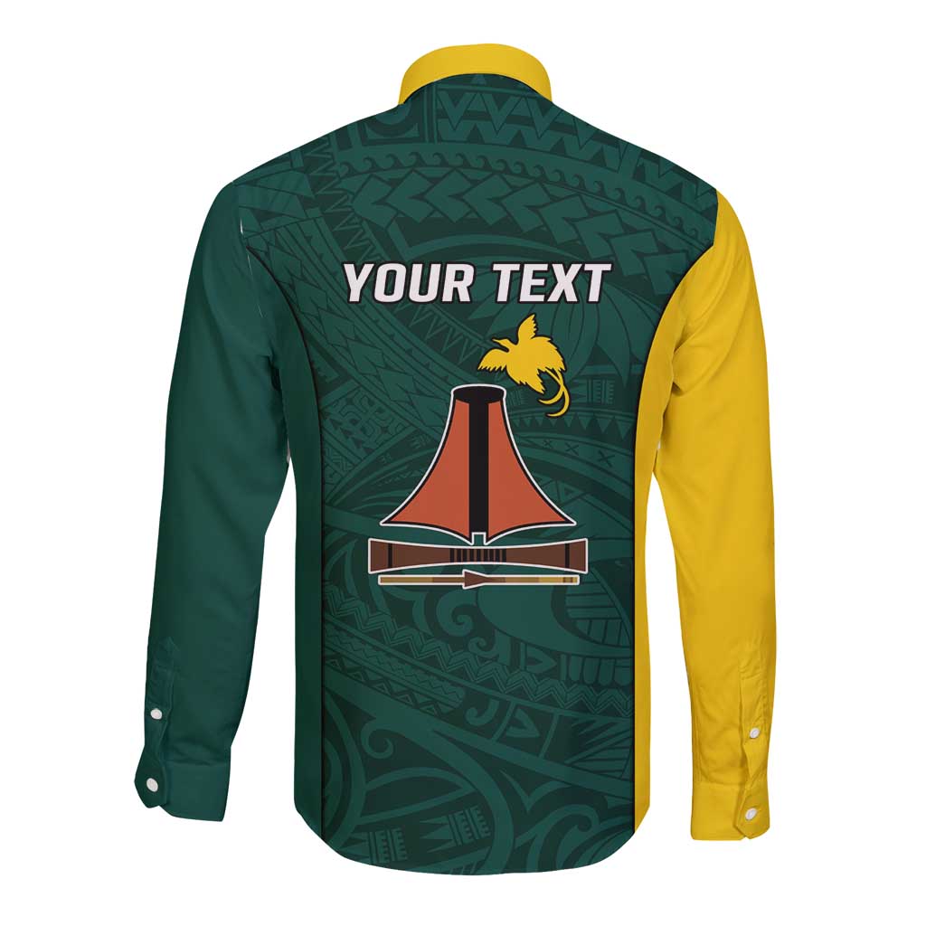Personalised PNG Jiwaka Province Long Sleeve Button Shirt Bird of Paradise Tattoo Flag Motif LT9 - Polynesian Pride