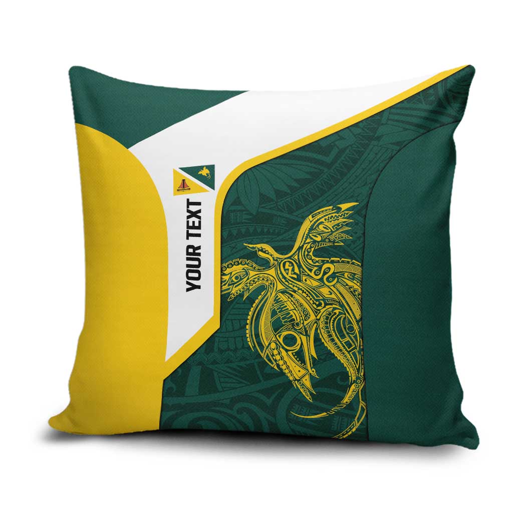 Personalised PNG Jiwaka Province Pillow Cover Bird of Paradise Tattoo Flag Motif LT9 Green - Polynesian Pride