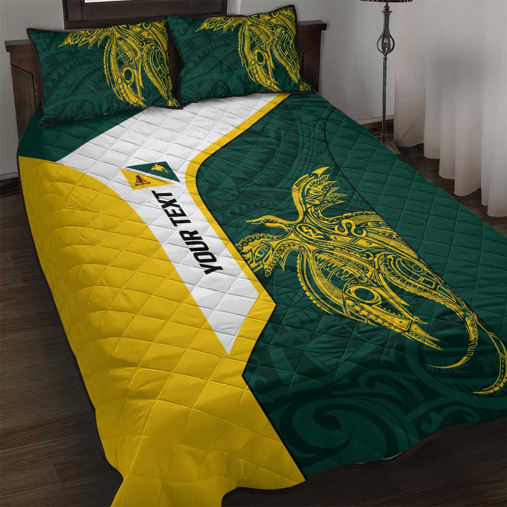 Personalised PNG Jiwaka Province Quilt Bed Set Bird of Paradise Tattoo Flag Motif LT9 Green - Polynesian Pride