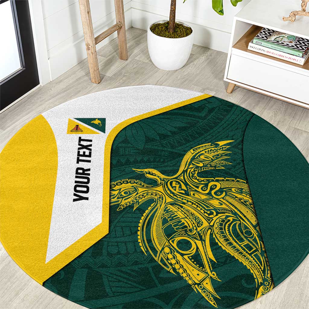 Personalised PNG Jiwaka Province Round Carpet Bird of Paradise Tattoo Flag Motif LT9 Green - Polynesian Pride