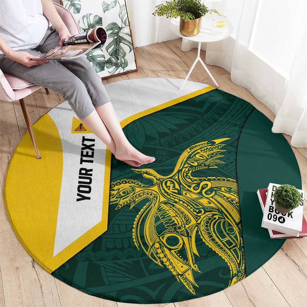 Personalised PNG Jiwaka Province Round Carpet Bird of Paradise Tattoo Flag Motif LT9 - Polynesian Pride