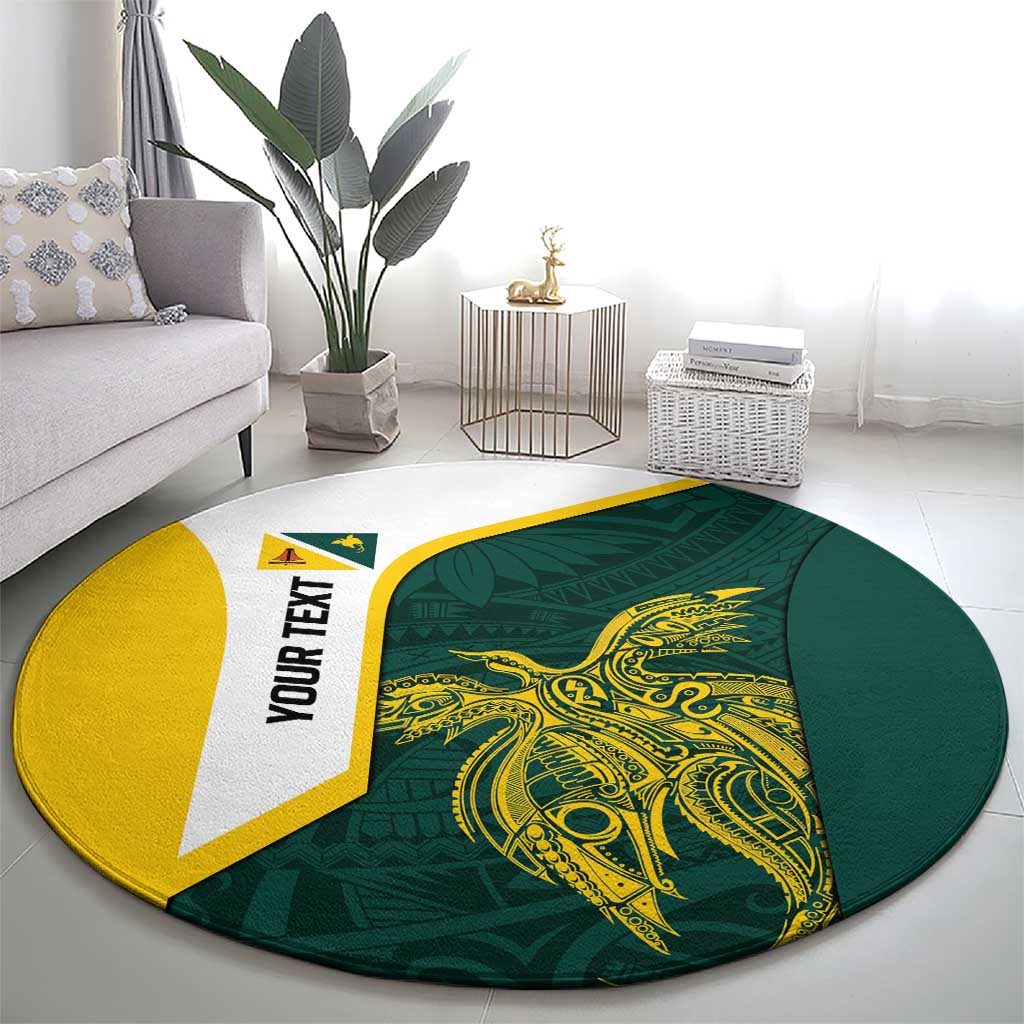 Personalised PNG Jiwaka Province Round Carpet Bird of Paradise Tattoo Flag Motif LT9 - Polynesian Pride