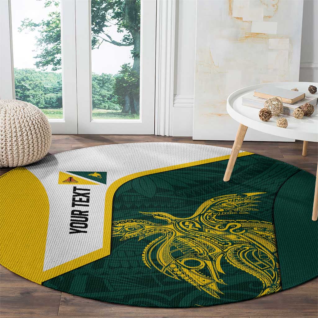Personalised PNG Jiwaka Province Round Carpet Bird of Paradise Tattoo Flag Motif LT9 - Polynesian Pride