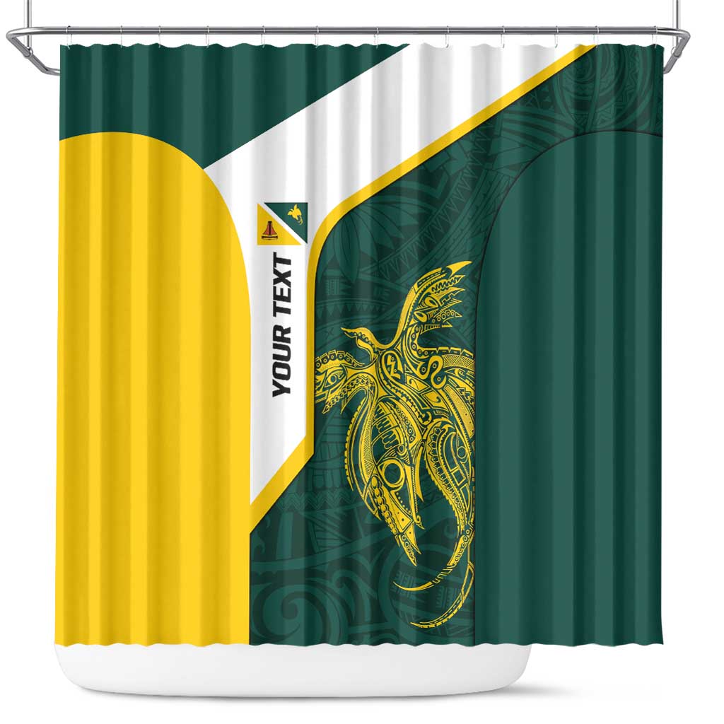 Personalised PNG Jiwaka Province Shower Curtain Bird of Paradise Tattoo Flag Motif LT9 Green - Polynesian Pride
