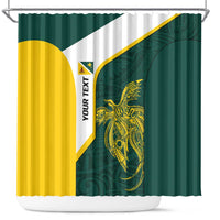 Personalised PNG Jiwaka Province Shower Curtain Bird of Paradise Tattoo Flag Motif LT9 Green - Polynesian Pride