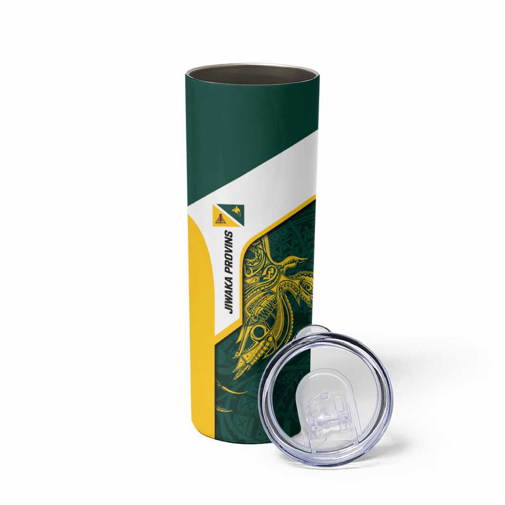 Personalised PNG Jiwaka Province Skinny Tumbler Bird of Paradise Tattoo Flag Motif LT9 - Polynesian Pride