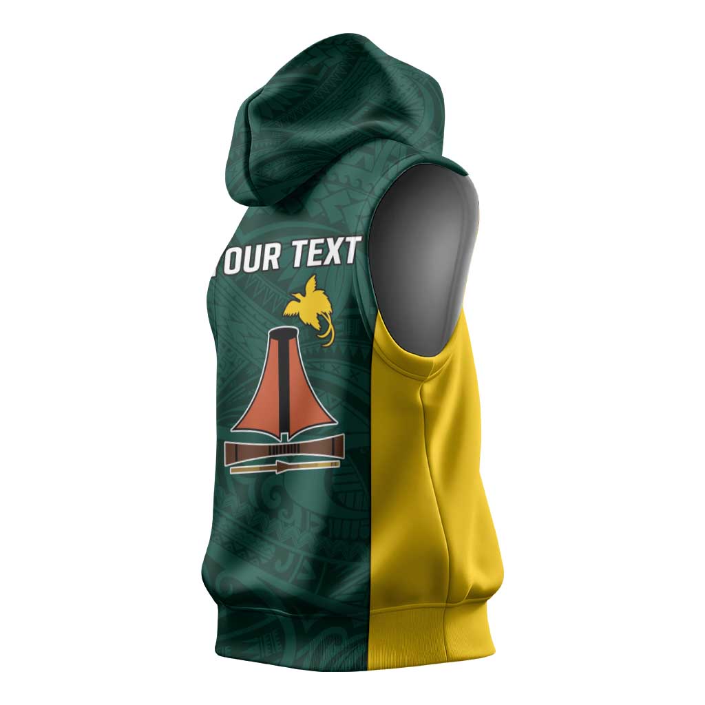 Personalised PNG Jiwaka Province Sleeveless Hoodie Bird of Paradise Tattoo Flag Motif LT9 - Polynesian Pride