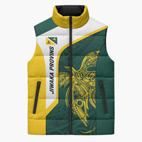 Personalised PNG Jiwaka Province Sleeveless Puffer Jacket Bird of Paradise Tattoo Flag Motif LT9 Unisex Green - Polynesian Pride