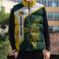 Personalised PNG Jiwaka Province Sleeveless Puffer Jacket Bird of Paradise Tattoo Flag Motif LT9 - Polynesian Pride