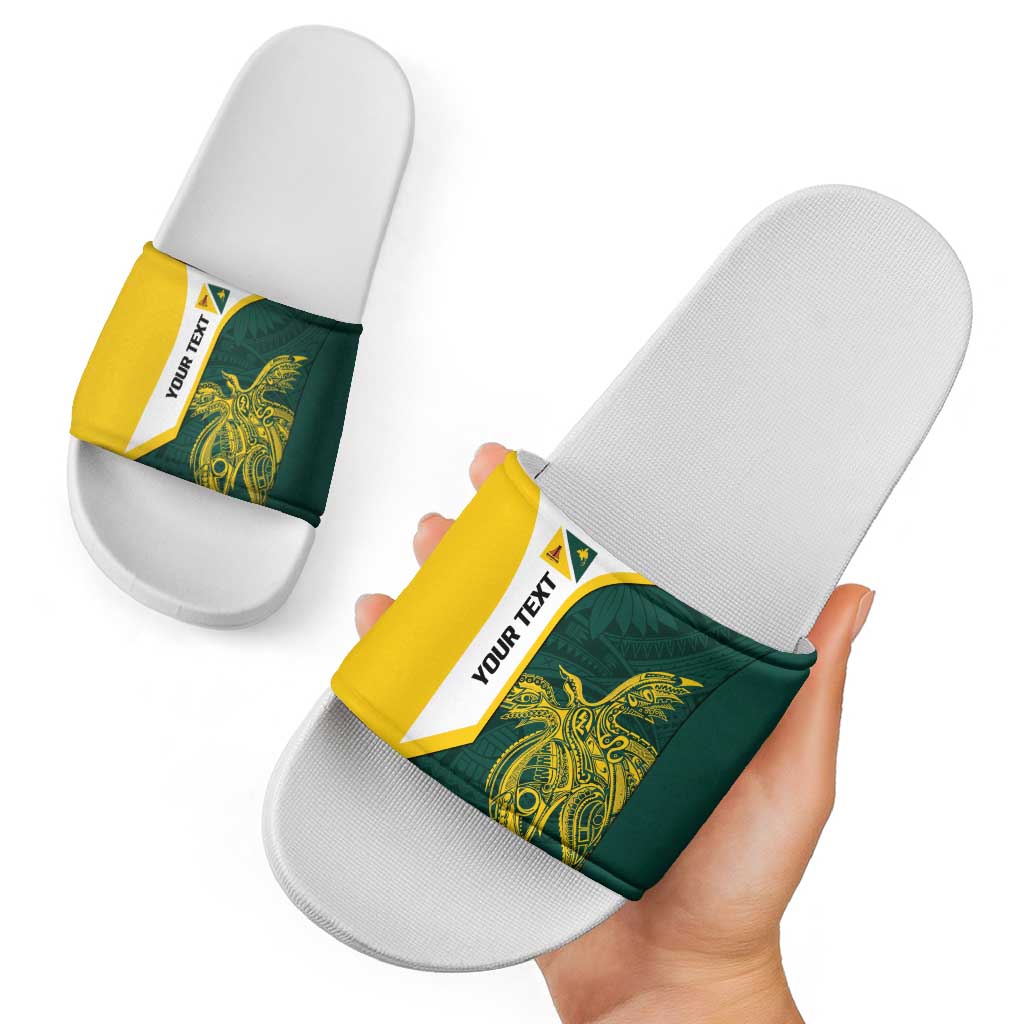 Personalised PNG Jiwaka Province Slide Sandals Bird of Paradise Tattoo Flag Motif LT9 - Polynesian Pride