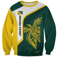 Personalised PNG Jiwaka Province Sweatshirt Bird of Paradise Tattoo Flag Motif LT9 Unisex Green - Polynesian Pride