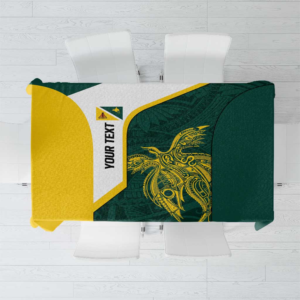 Personalised PNG Jiwaka Province Tablecloth Bird of Paradise Tattoo Flag Motif LT9 Green - Polynesian Pride