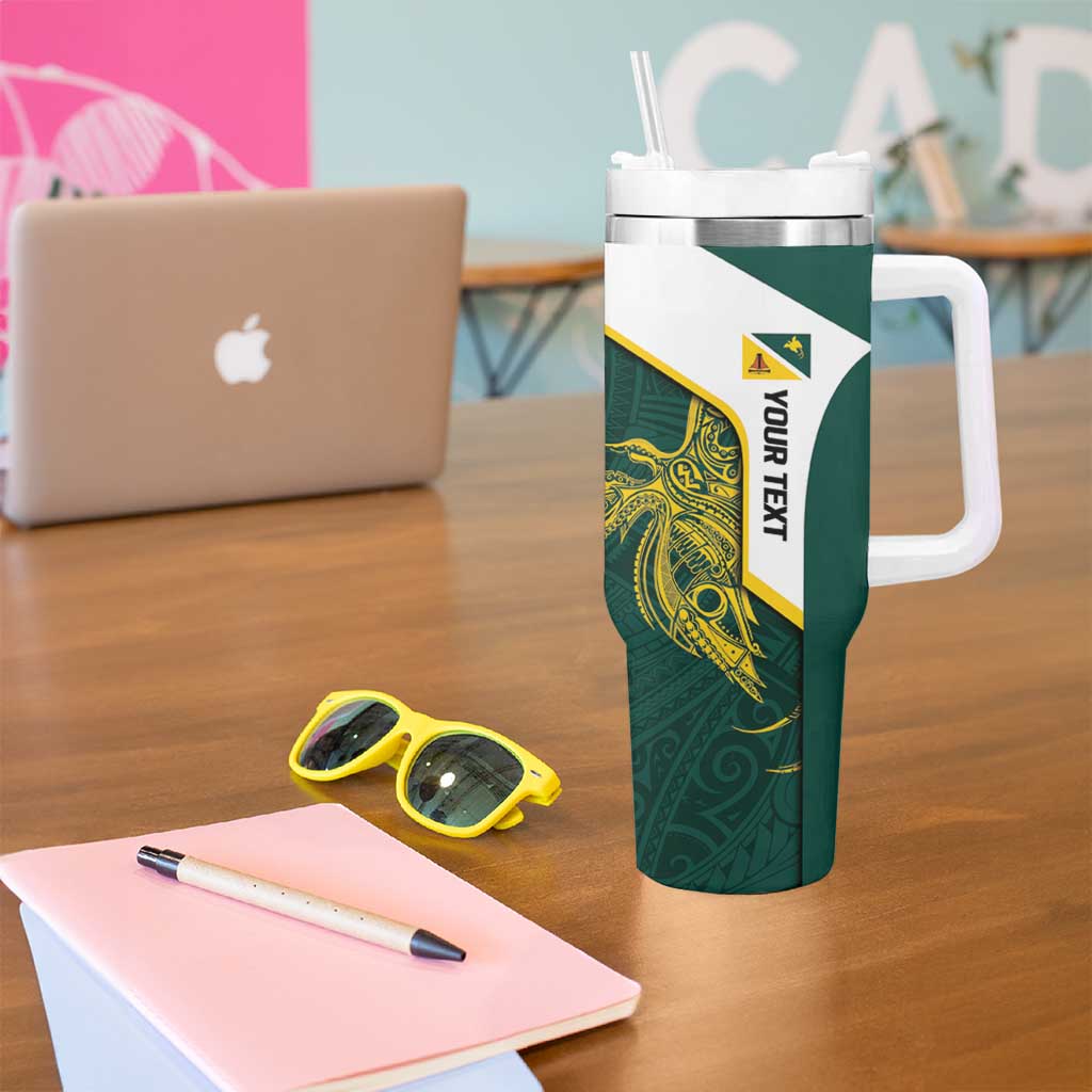 Personalised PNG Jiwaka Province Tumbler With Handle Bird of Paradise Tattoo Flag Motif LT9 - Polynesian Pride