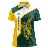 Personalised PNG Jiwaka Province Women Polo Shirt Bird of Paradise Tattoo Flag Motif LT9 Female Green - Polynesian Pride